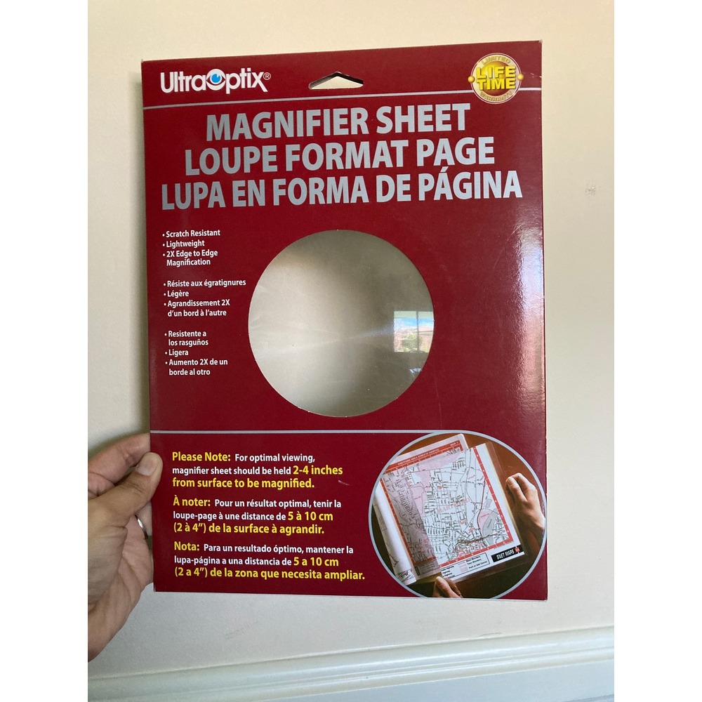 UltraOptix 2X‎ Magnifier Sheet 8.25"x11" Scratch Resistant Lightweight Reading